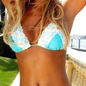 Beach Bunny Lady Lace aqua bikini top
